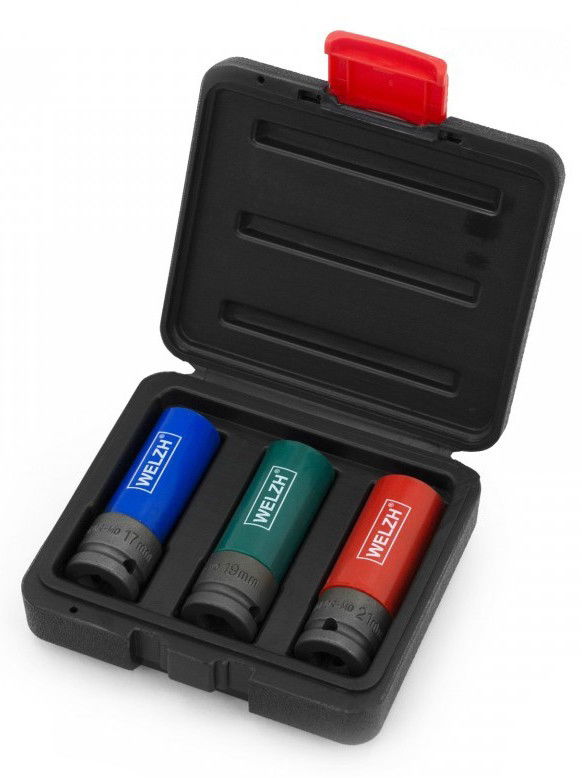 Welzh Werkzeug 3101-WW 1/2"-os erős gépi dugókulcs fej készlet alufelnihez, hosszított, 3 részes termék fő termékképe