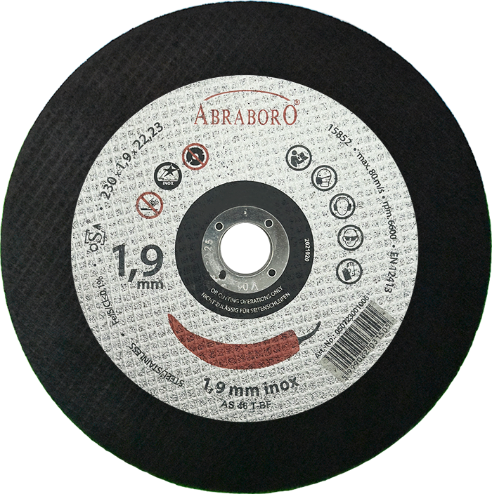Abraboro 230 x 1.9 x 22 mm Chili fém + inox vágókorong - egyenes kivitel, 10 db/csomag termék fő termékképe