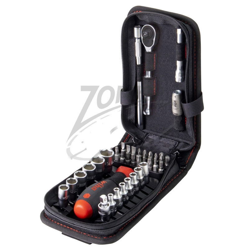 WIHA 1/4" dugókulcs és bit készlet 39r. Övcsipeszes táskában termék fő termékképe