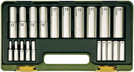 1/4" - 1/2" Hosszú dugókulcs készlet, 20 részes, 4 - 24 mm termék fő termékképe