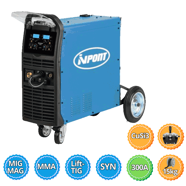 Ivpont 302 A. MIG/MAG SZINERGIKUS,INVERTERES, 3 FUNKCIÓS hegesztőgép.  CuSi funkció, dupla huzaltoló! termék fő termékképe