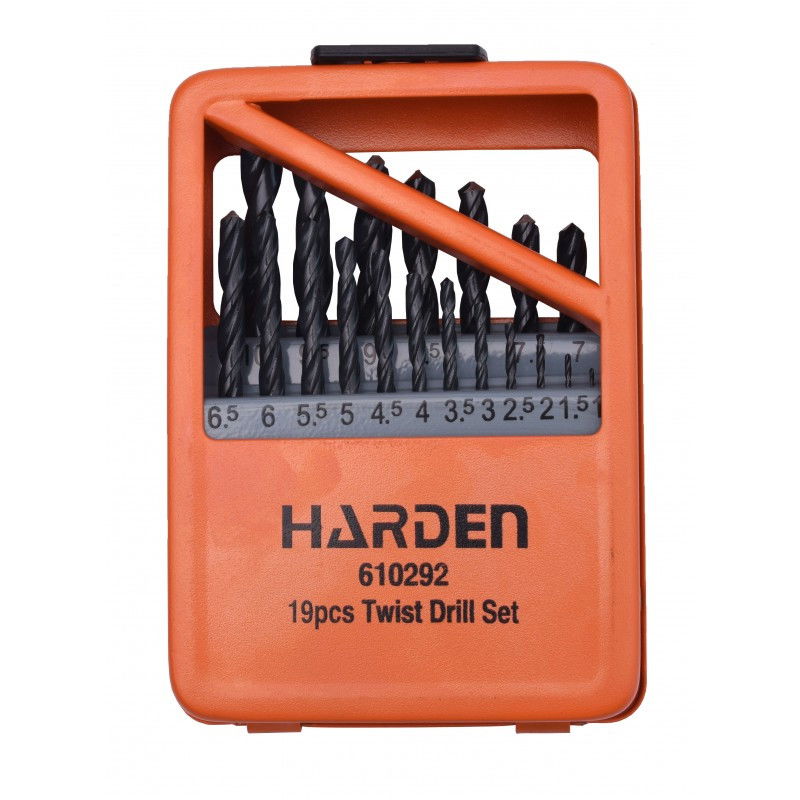 Csigafúró készlet, 19 részes, 1-10 mm, HSS-G, fém dobozban termék fő termékképe