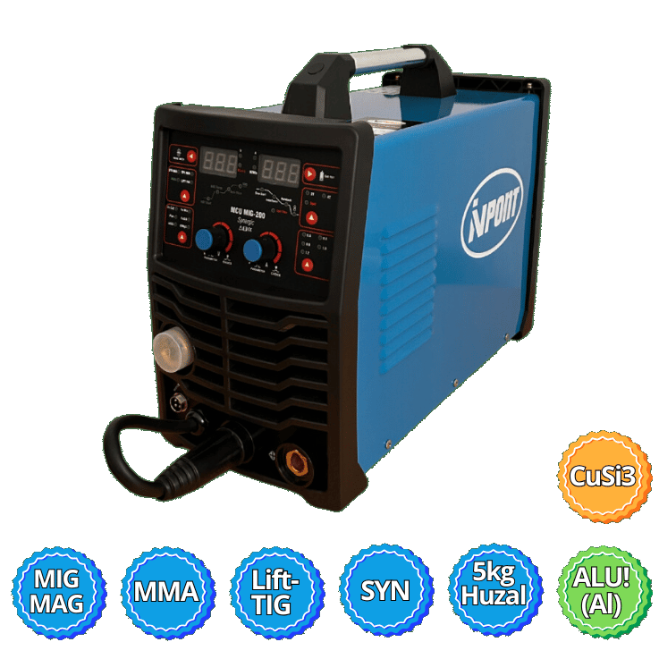 Ivpont MIG/MAG 200 A. szinergikus MMA, Lift TIG inverteres hordozható hegesztőgép. CuSi  funkció! termék fő termékképe