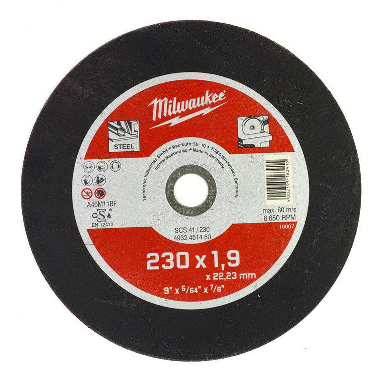 Milwaukee WSCS41 STANDARD fémvágó tárcsa, egyenes, 230x1.9 mm termék fő termékképe