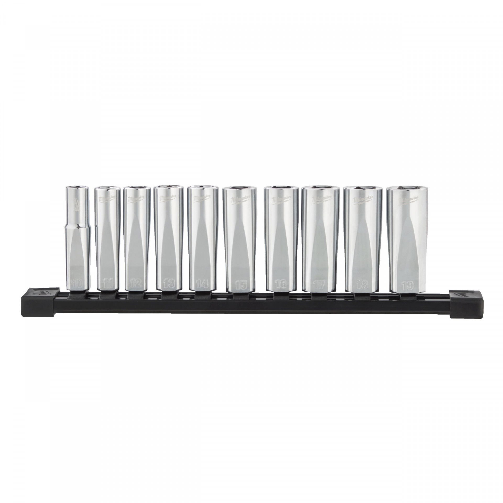 Milwaukee FOUR FLAT™ oldalú 3/8"-os dugókulcs készlet, hosszú, 6-lapú, metrikus, 10 darabos termék fő termékképe