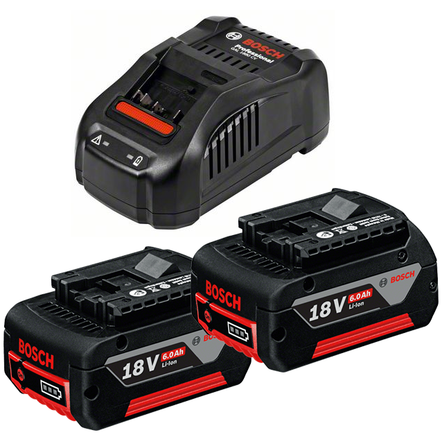Bosch GAL 1880 CV multivoltos gyorstöltő + 2 db GBA Li-ion akkumulátor, 18 V, 6.0 Ah termék fő termékképe